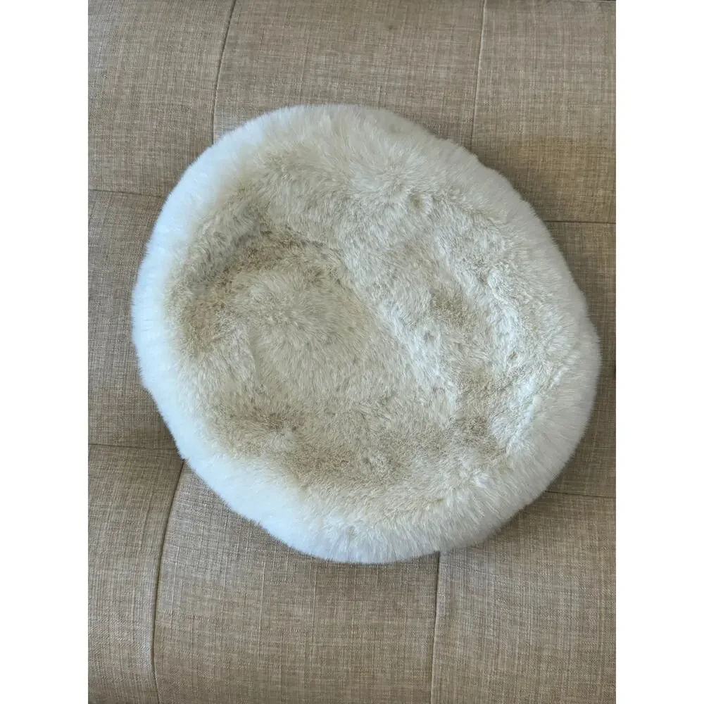 New ~ OPEN EDIT ~ Women's White Faux Fur Beret Adjustable Hats One Size